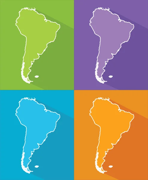 Mapas coloridos - América do Sul — Vetor de Stock