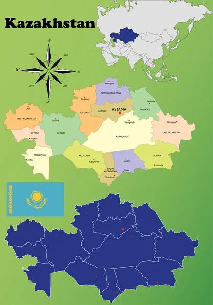 Kazakistan mappe — Vettoriale Stock