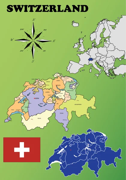 İsviçre haritalar — Stok Vektör