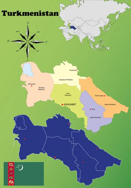 Turkmenistan karten — Stockvektor