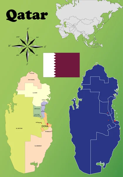 Qatar mapas — Vector de stock
