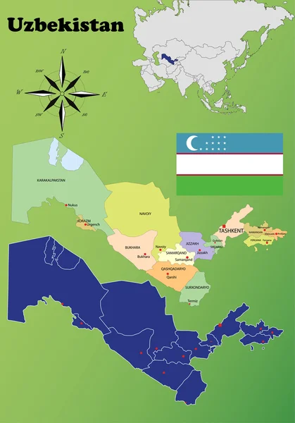 Uzbekistán vector conjunto . — Vector de stock