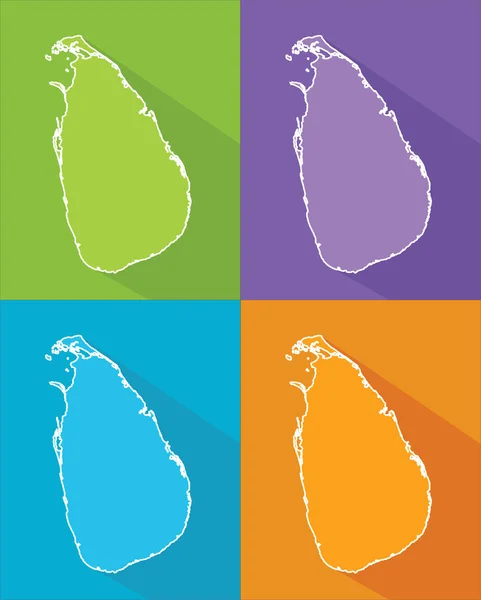 Mapas coloridos - Sri Lanka — Vetor de Stock