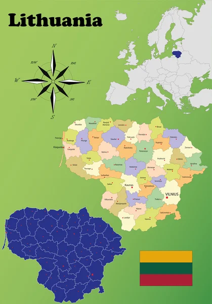 Lituania mappe — Vettoriale Stock