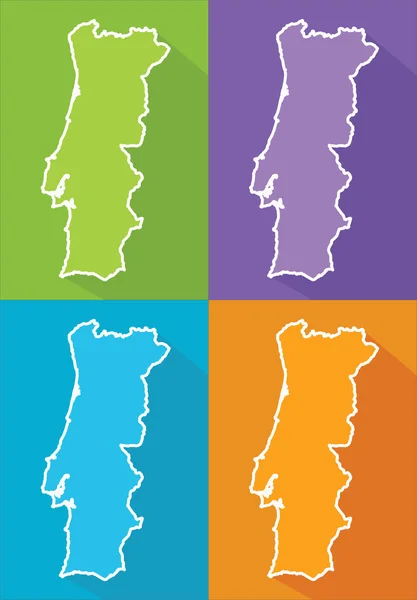 Colorful maps - Portugal — Stock Vector