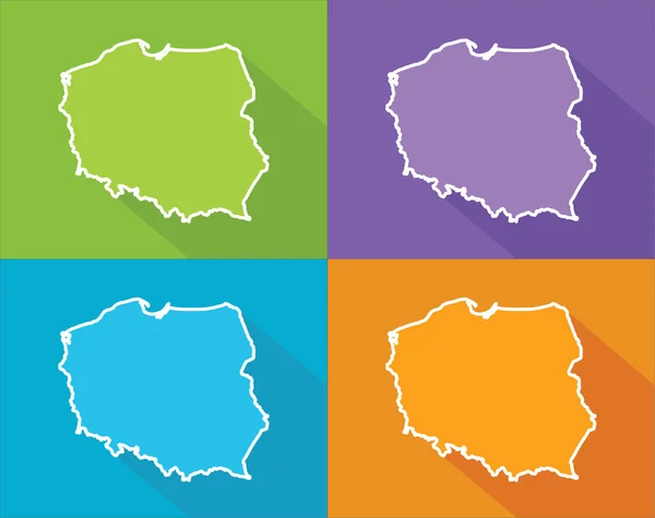 Kolorowe mapy - Polska — Wektor stockowy