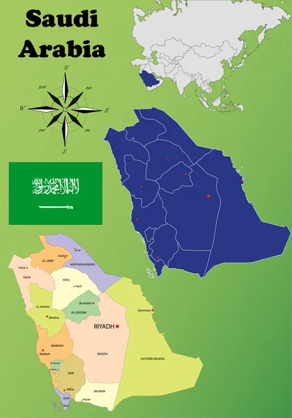 Arábia Saudita mapas — Vetor de Stock