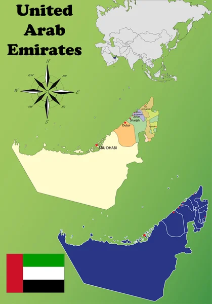 Emirados Árabes Unidos mapas — Vetor de Stock