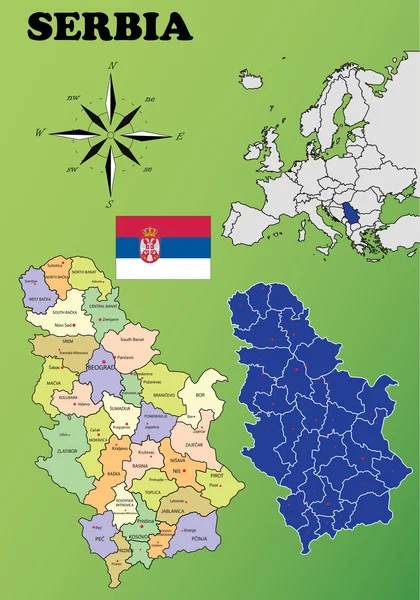 Serbia mapas — Vector de stock