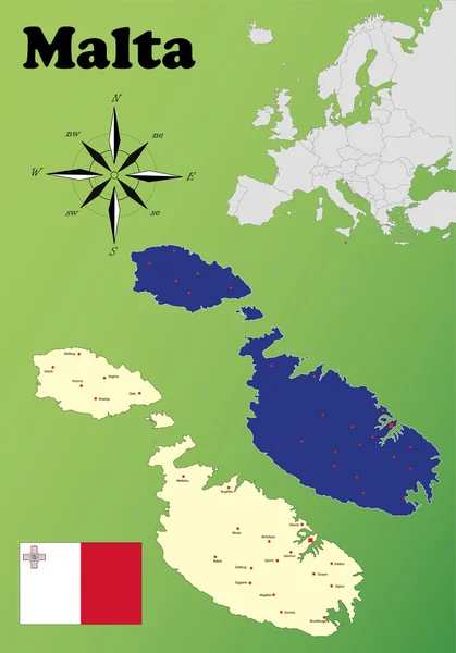 Malta mapas — Vetor de Stock