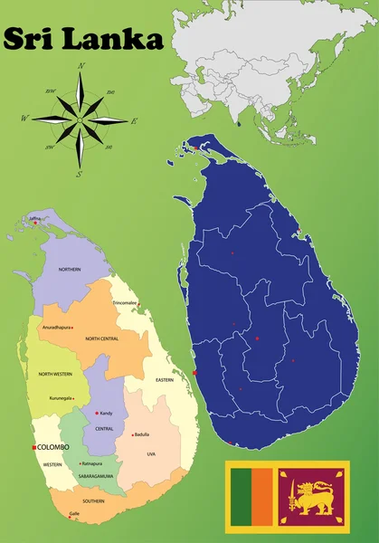 Карта Шри-Ланки — стоковый вектор