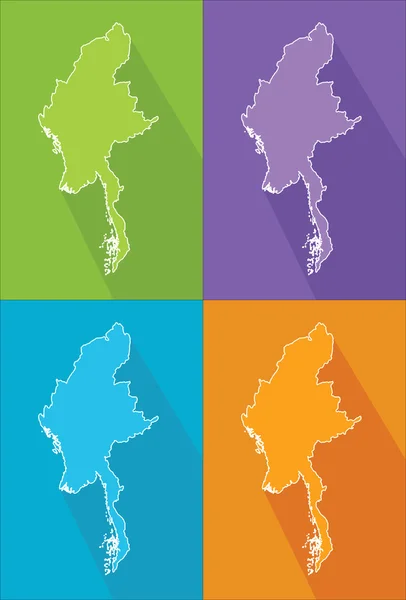 Colorful map - Burma (Myanmar) — Stock Vector