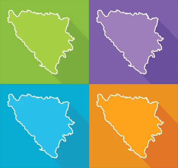 彩色地图-波斯尼亚和黑塞哥维那 — 图库矢量图片