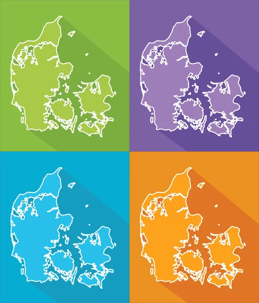 Mapa colorido - Dinamarca — Vetor de Stock