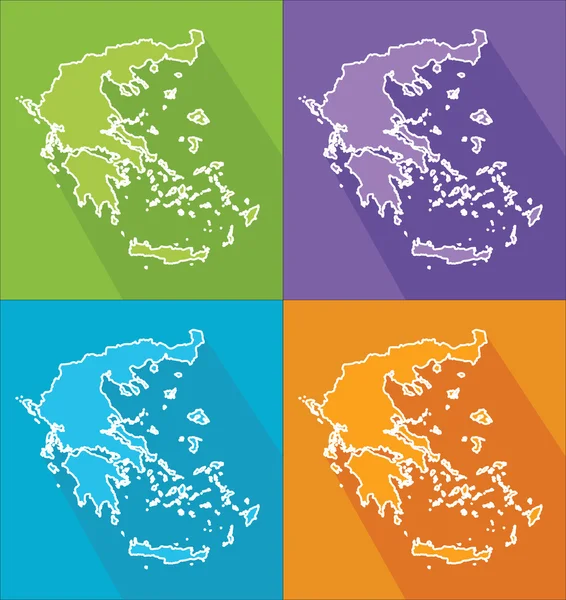 रंगीन नक्शे - ग्रीस — स्टॉक वेक्टर