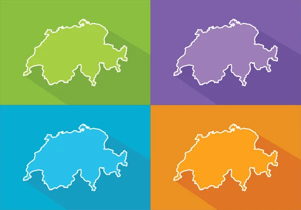 Mapas coloridos - Suíça — Vetor de Stock