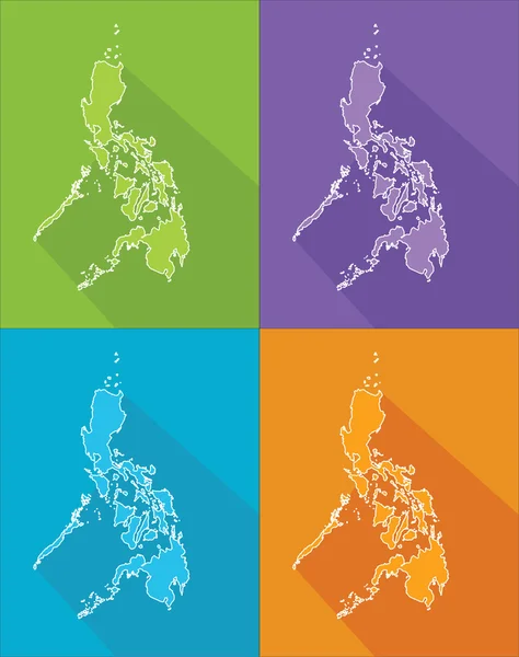 Bunte Landkarten - Philippinen — Stockvektor