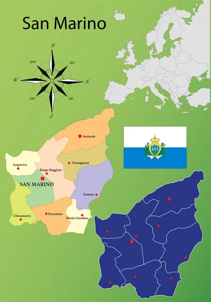 San Marino mappe — Vettoriale Stock