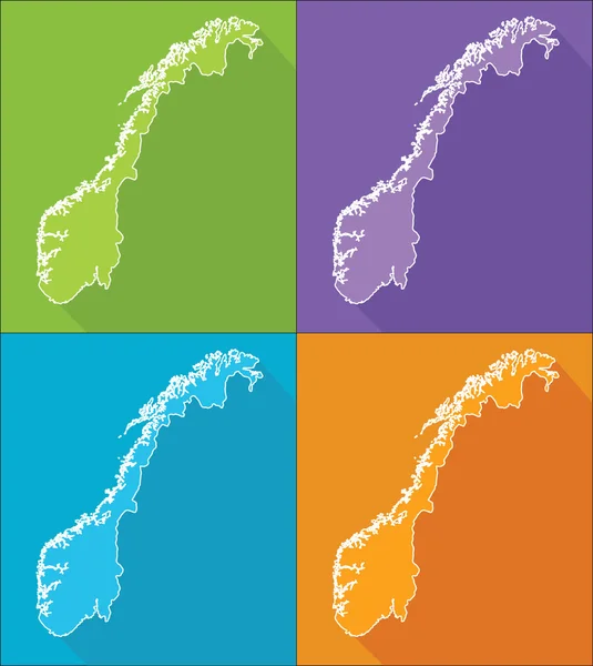 彩色地图-挪威 — 图库矢量图片
