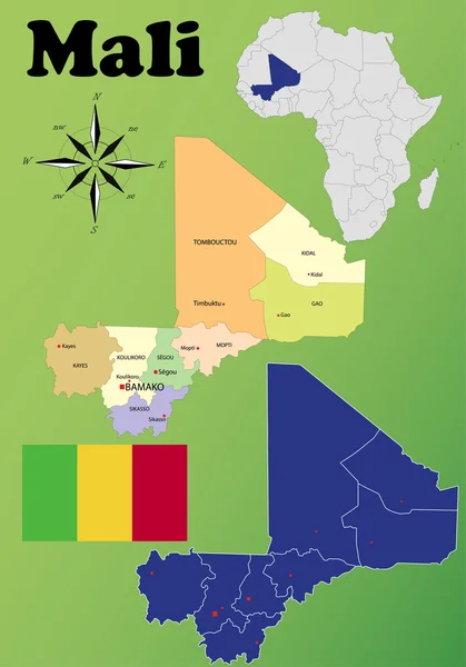 Malí mapas — Archivo Imágenes Vectoriales