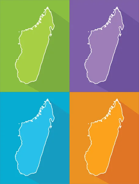 Mapas coloridos - Madagáscar — Vetor de Stock