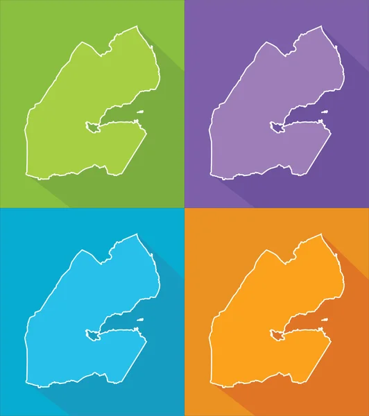 Mapa colorido - Djibouti — Archivo Imágenes Vectoriales