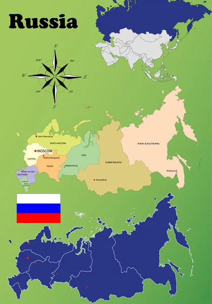 Rússia mapas — Vetor de Stock