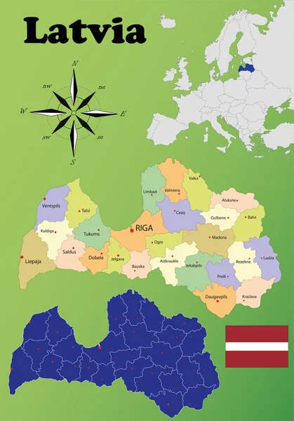 Letonia mapas — Archivo Imágenes Vectoriales