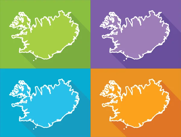 Kleurrijke kaarten - IJsland — Stockvector