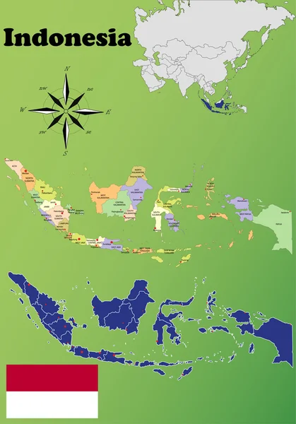 Indonesia mappe — Vettoriale Stock