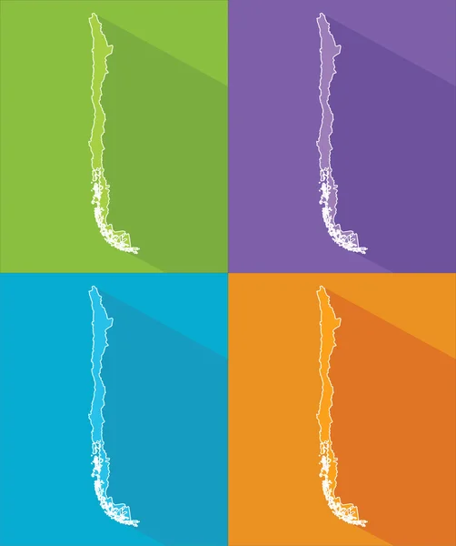 彩色地图-智利 — 图库矢量图片
