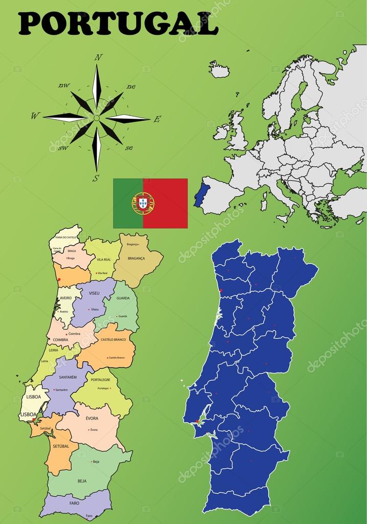 Portugal maps Stock Vector by ©delpieroo 52442973