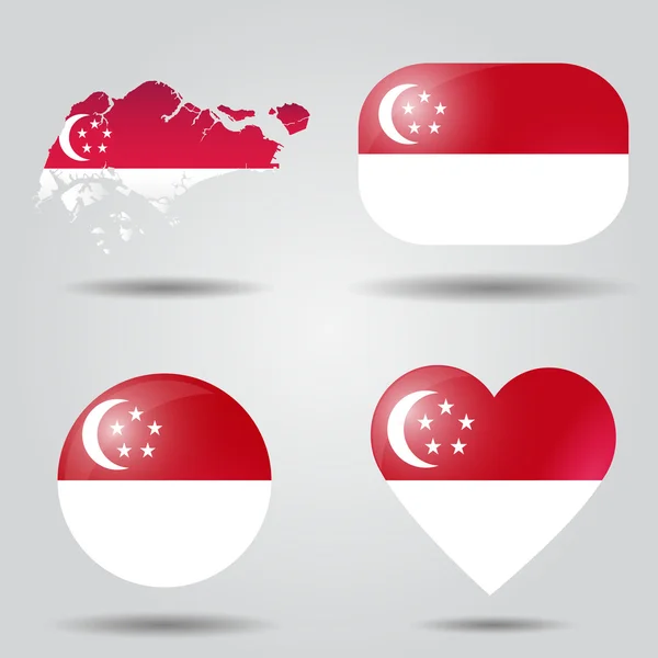 Singapore flag set — Stock Vector