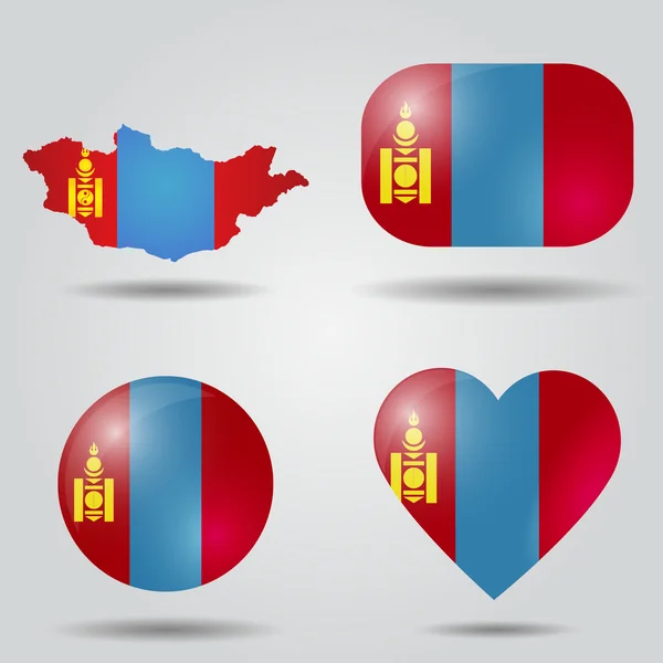 Mongolië vlag ingesteld — Stockvector