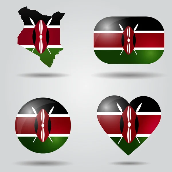 Kenya flag set — Stock Vector