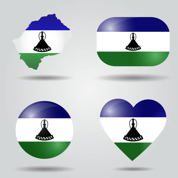 Lesoto bayrağı ayarlanmış — Stok Vektör
