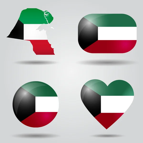 Kuwait flag set — Stock Vector