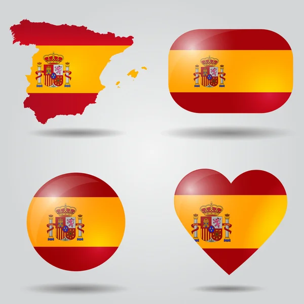 İspanya bayrağı ayarlanmış — Stok Vektör