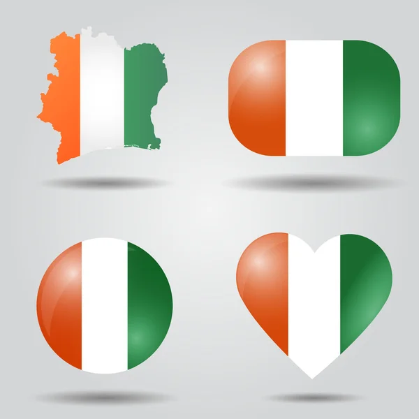 Ivory Coast flag set — Stock Vector