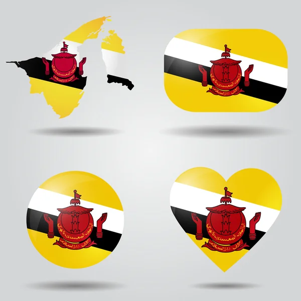 Conjunto de bandeira brunei — Vetor de Stock