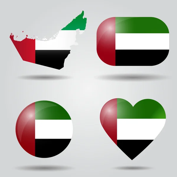 Juego de banderas de emiratos árabes unidos — Vector de stock