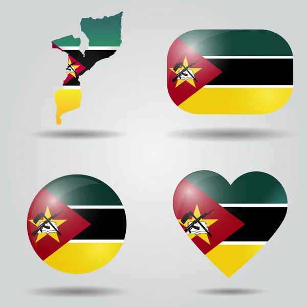 Mozambique flag set — Stock Vector