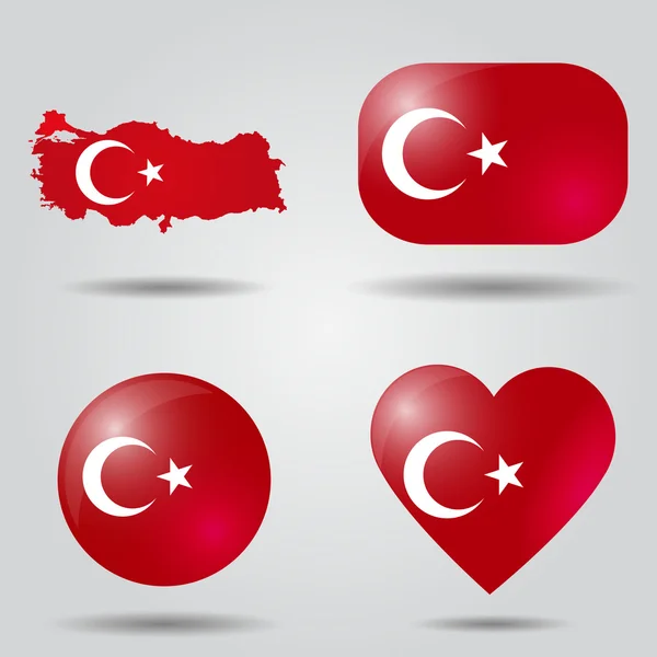 Türkiye bayrağı ayarlanmış — Stok Vektör