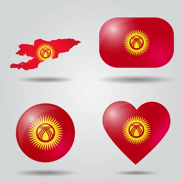 Kyrgyzstan-Flagge gesetzt — Stockvektor