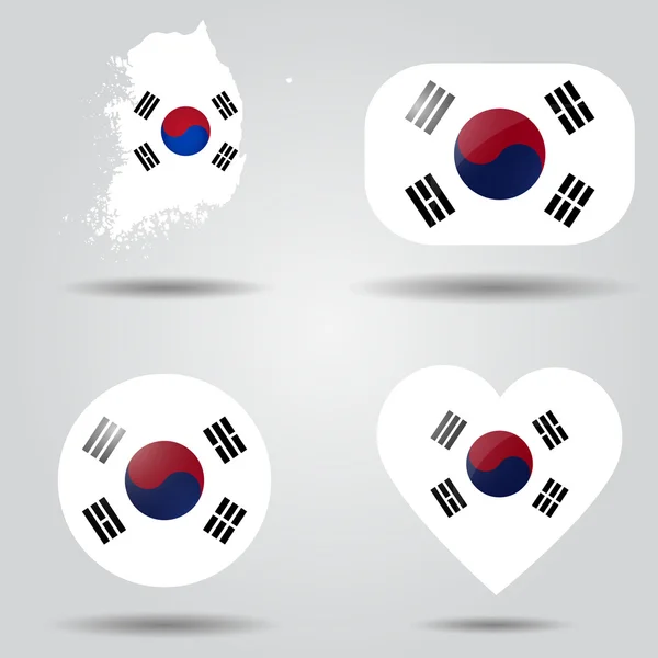Südkorea-Flagge gesetzt — Stockvektor