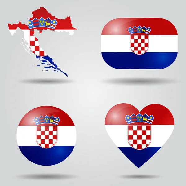 Conjunto de bandeira croatia —  Vetores de Stock