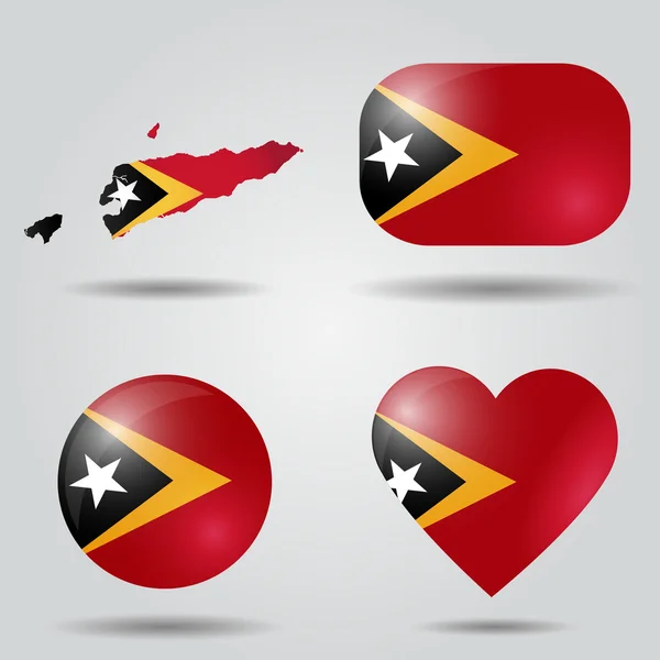 East Timor flag set — Stock Vector