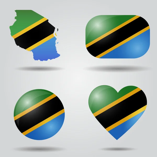 Tanzania flag set — Stock Vector