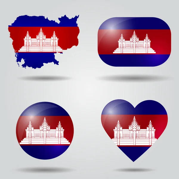 Kambodscha-Flagge gesetzt — Stockvektor