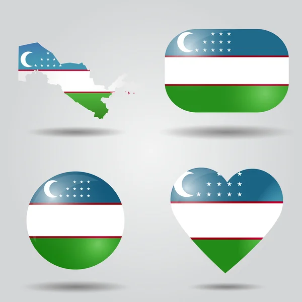 Juego de bandera de Uzbekistán — Vector de stock